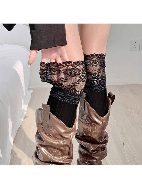 Lace Trim Knee-High Boot Socks