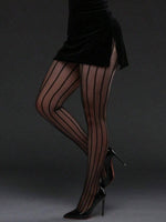 Plus Size Stripe Fishnet Tights - 1