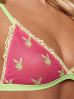 Bunny Print Mesh Bralette Set - 4