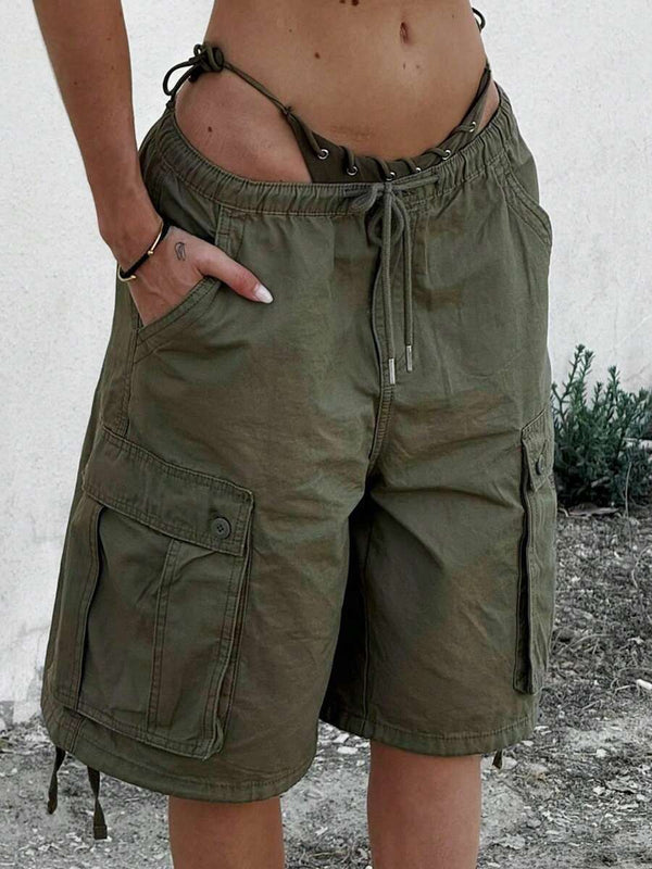 Baggy Knee-Length Jean Shorts with Pockets