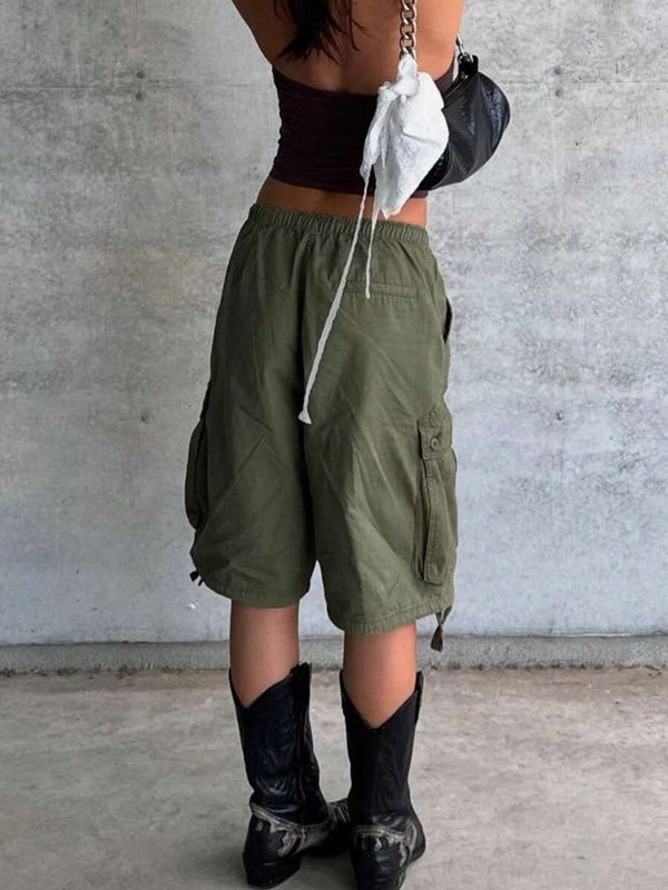 Baggy Knee-Length Jean Shorts with Pockets