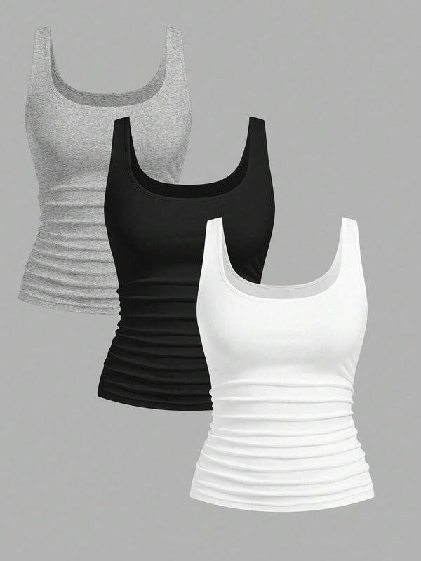 Crew Neck Bodycon Tank Top Set
