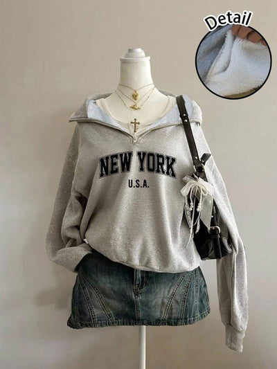 'New York' Half-Zip Fleece Sweatshirt