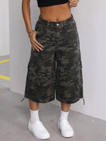 Camouflage Patterned Loose Denim Pants - 4