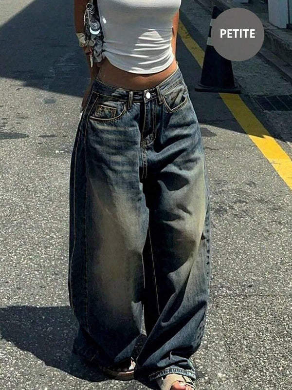 Retro Style Loose Fit Denim Jeans