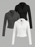 Zip-Up Long Sleeve Top Set - 1