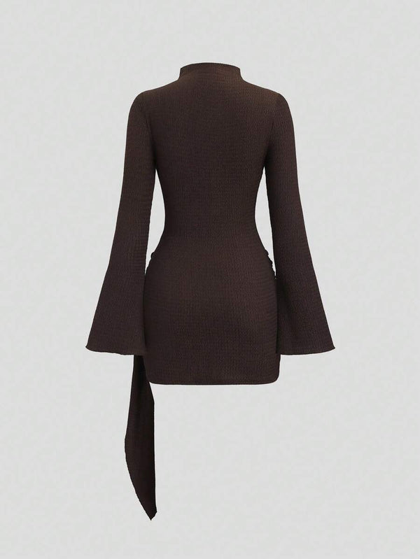 Collar Cinched Waist Bodycon Dress