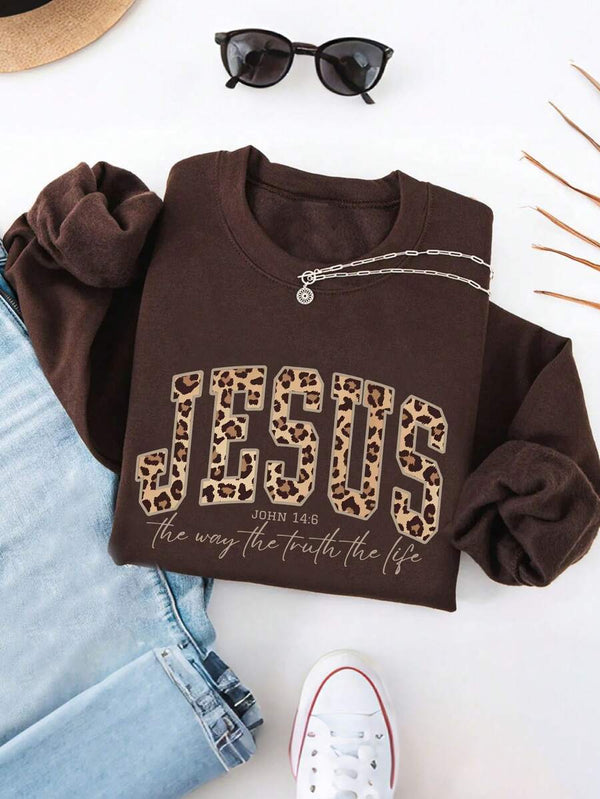 Jesus Leopard Print Sweatshirt