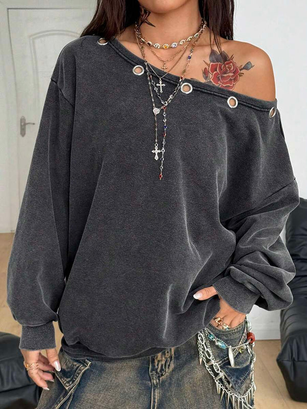 Grunge Grommet Washed Sweatshirt