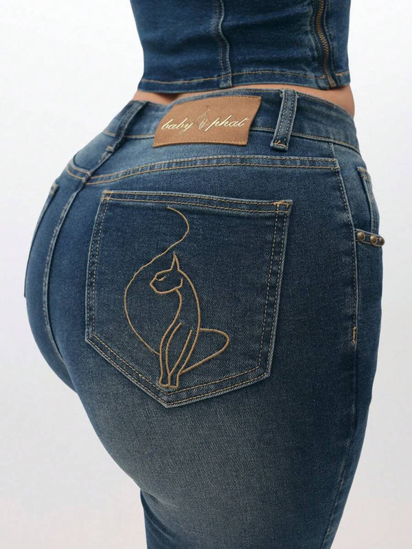 Mid-Rise Turn-Up Capri Jeans