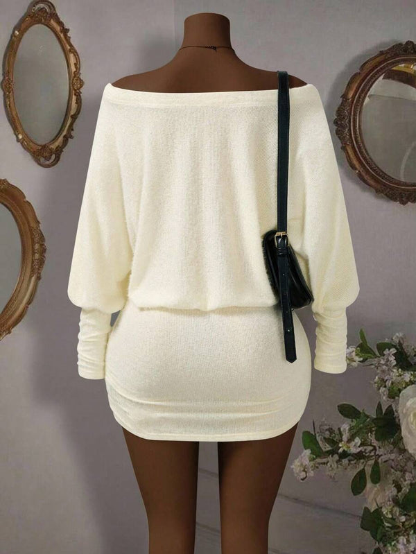 Sheer Off-Shoulder Long Sleeve Bodycon Dress