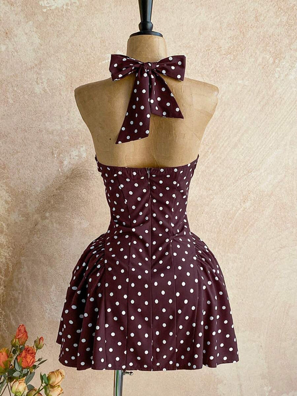 Polka Dot V-Neck Mini Dress