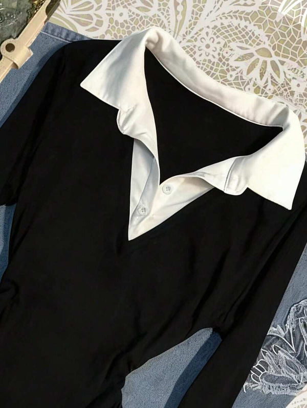 Patchwork Collared Blouse