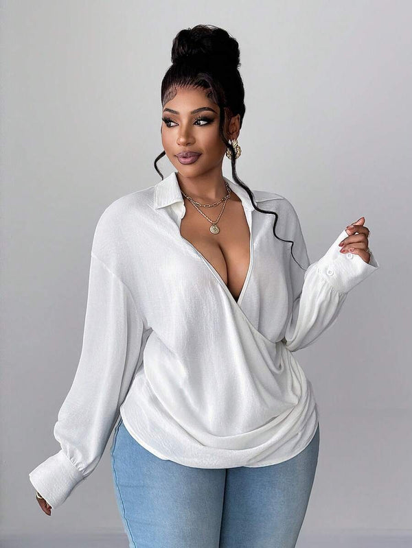 Plus Size Elegant Long Sleeve Blouse