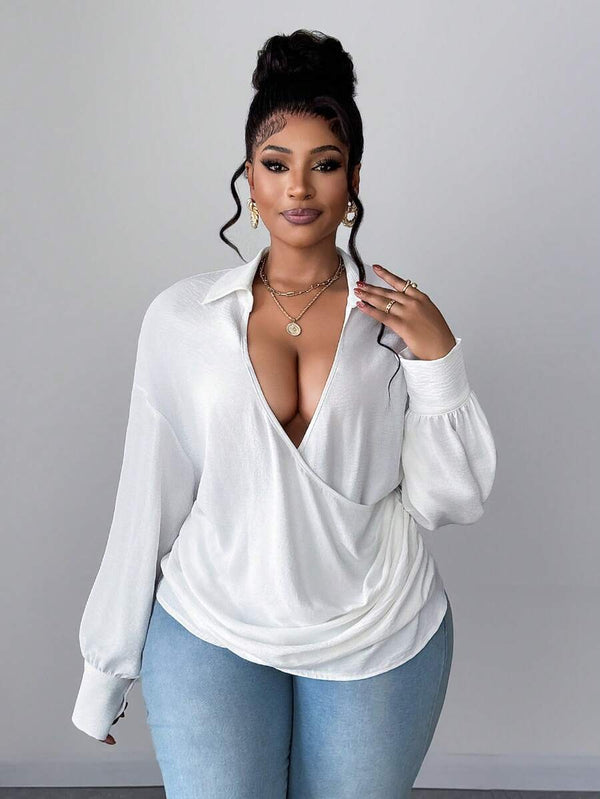 Plus Size Elegant Long Sleeve Blouse