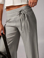 Striped Low-Waist Tie Pants - 2