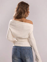 Asymmetric Neckline Longsleeve Top - 2