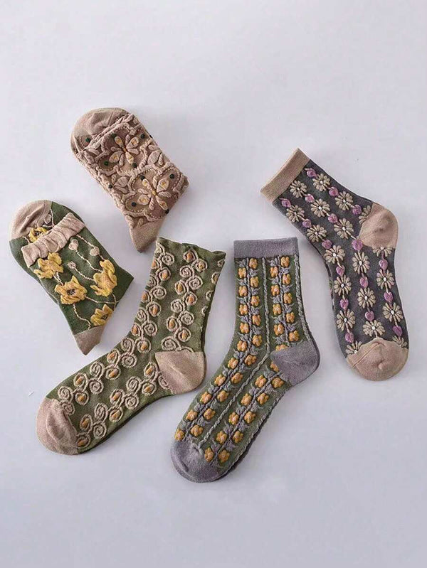 Nordic Striped Mid-Calf Socks