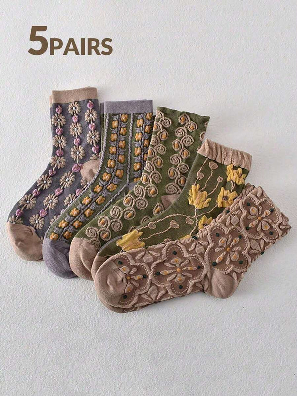 Nordic Striped Mid-Calf Socks