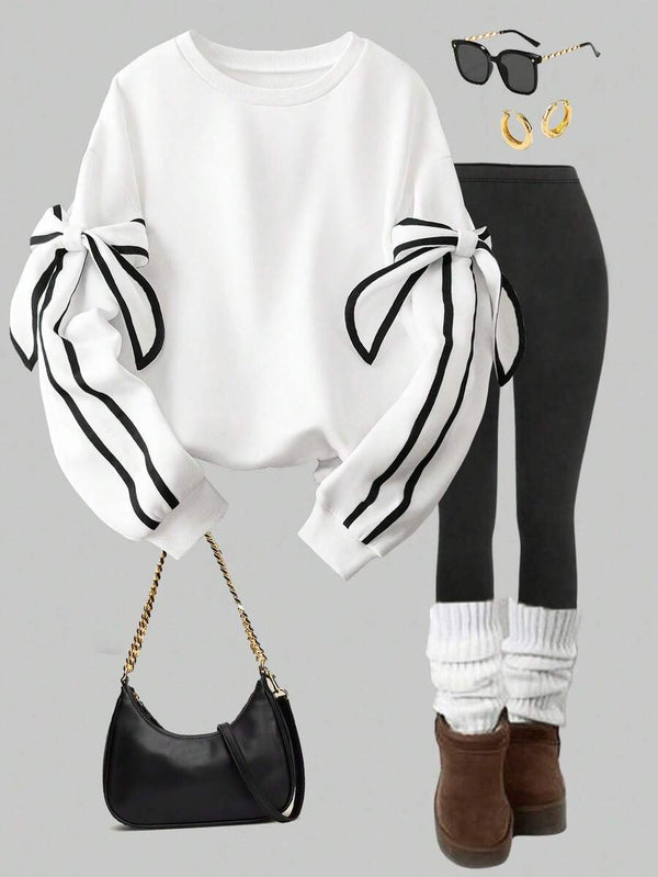 Bow Tie Sleeve Sweatshirt