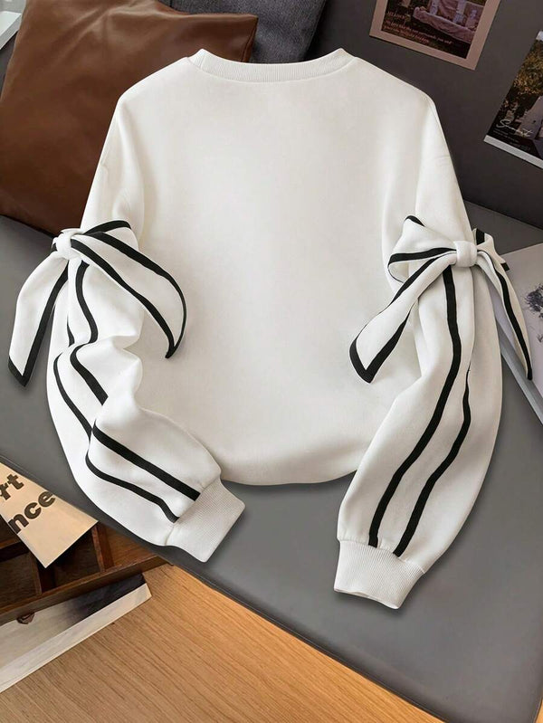 Bow Tie Sleeve Sweatshirt