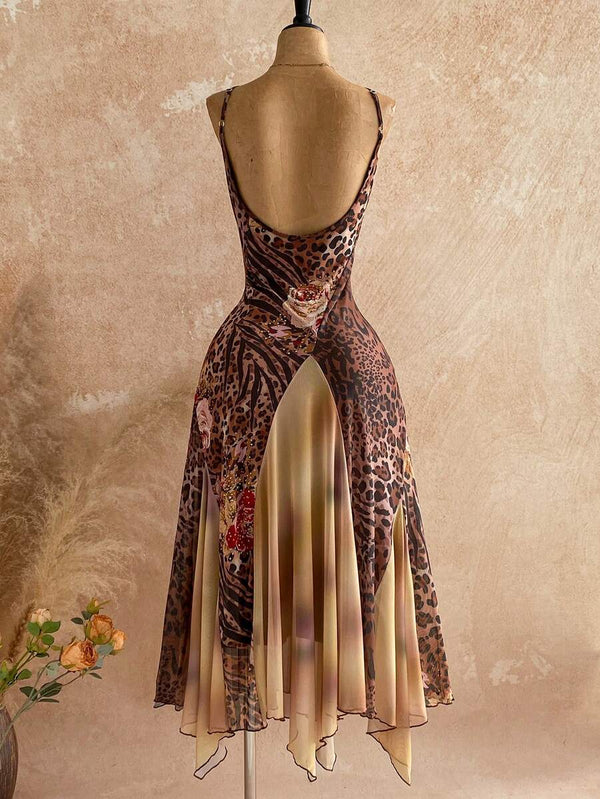 Boho Asymmetric Knit Mesh Dress