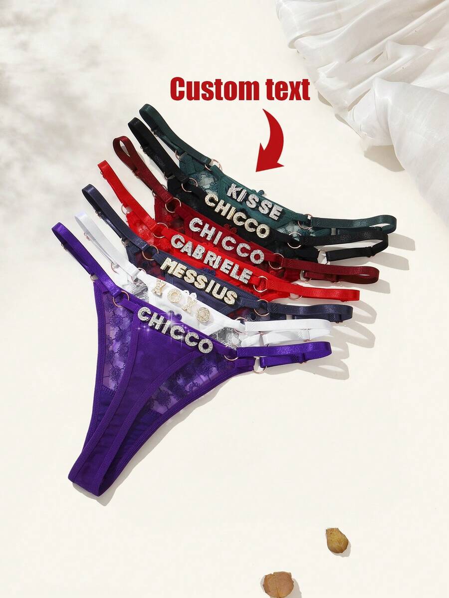 Custom Rhinestone Text G-String