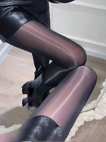 Plus Size Black Gloss Tights - 4
