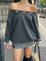 Grunge Grommet Washed Sweatshirt - 3