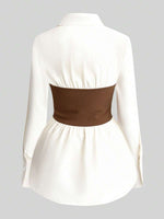 2-in-1 Patchwork Long Sleeve Work Shirt - 2