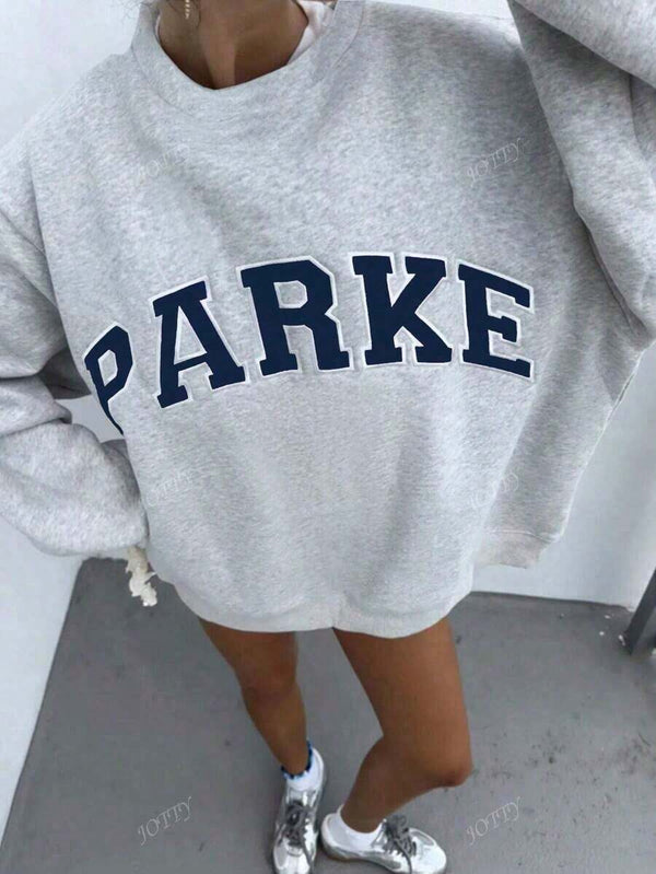 Oversized Letter Print Pullover Sweatshirt