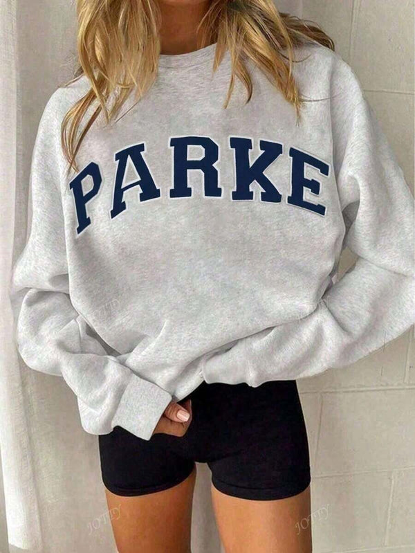 Oversized Letter Print Pullover Sweatshirt