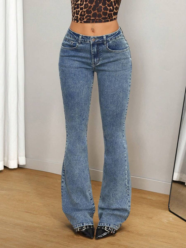 Vintage Low-Waist Slim Flare Jeans