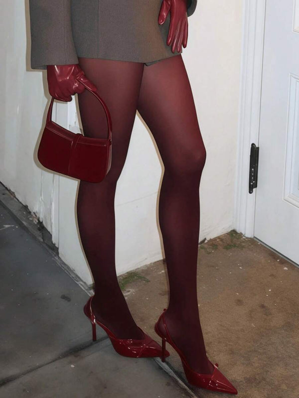 Burgundy Sheer Pantyhose