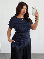 Plaid Asymmetric Hem Blouse - 4