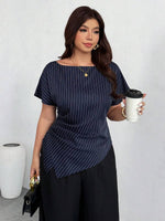 Plaid Asymmetric Hem Blouse - 5