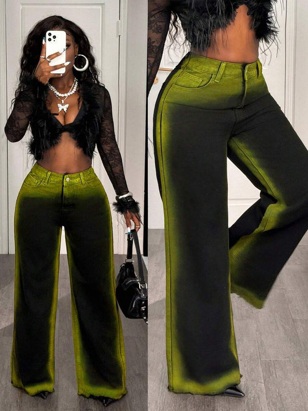 Plus Size Ombre Wide Leg Jeans
