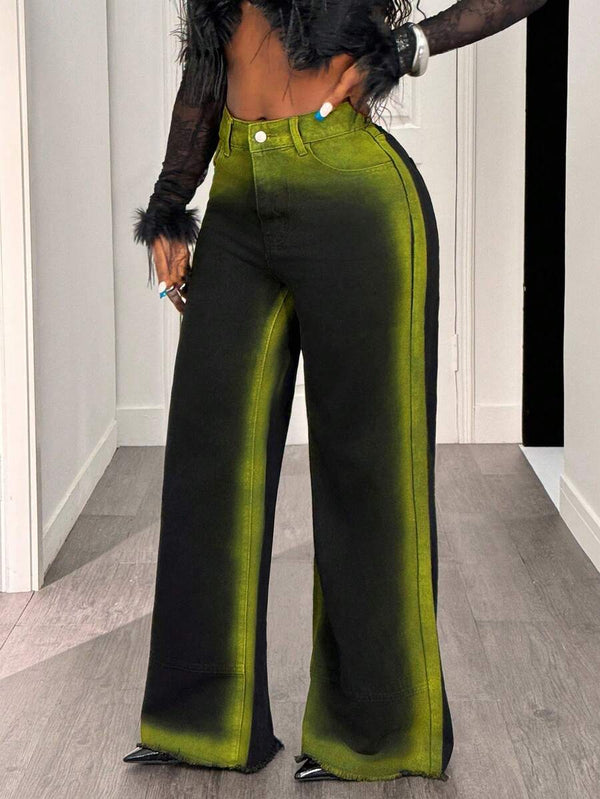 Plus Size Ombre Wide Leg Jeans