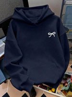 Bow Print Casual Hoodie - 3