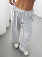 Loose Drawstring Wide Leg Sweatpants - 5