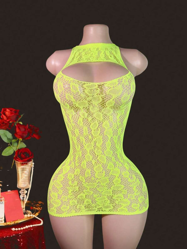 Elegant Fishnet Cutout Lingerie Dress