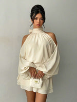 Apricot Lantern Sleeve Mini Dress - 1