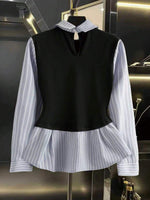 2 in 1 Contrast Ruffle Button Front Shirt - 2