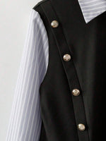 2 in 1 Contrast Ruffle Button Front Shirt - 4