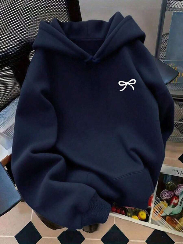 Bow Print Casual Hoodie