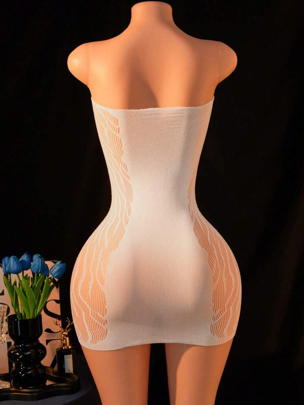 Strapless Rhinestone Lace Bodycon Dress