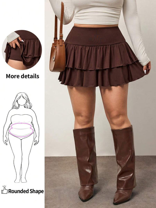Plus Size Chocolate Brown A-Line Skirt
