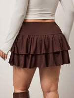 Plus Size Chocolate Brown A-Line Skirt - 2