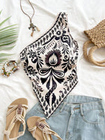 Asymmetrical Backless Floral Blouse - 3