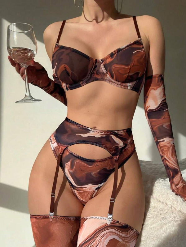 Leopard Print Sheer Lingerie Set